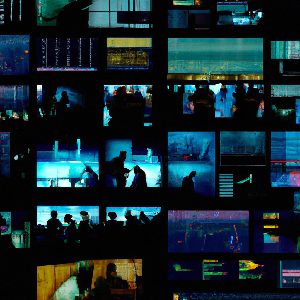 Коллаж с дашбордами метрик, людьми за работой и графиками роста