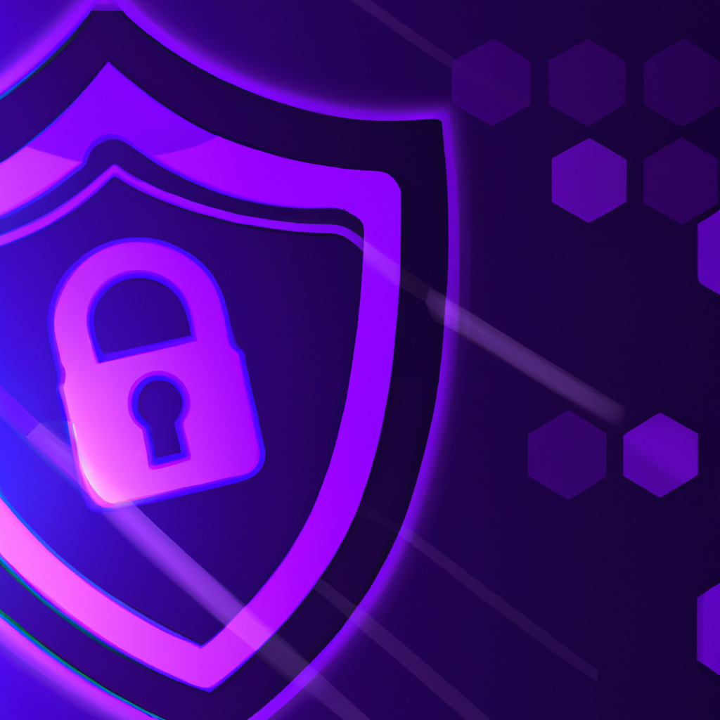 Градиентный фон с абстрактным щитом безопасности и шифрованием